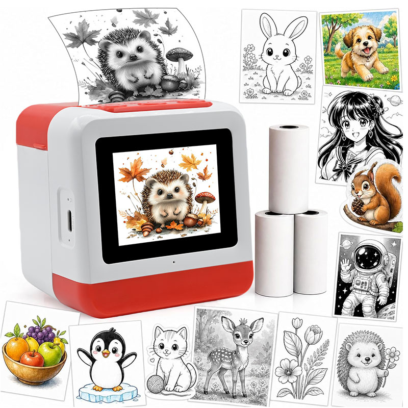 New AI Voice Recognition Kids Printer, Inkless Portable Thermal Printer for Students